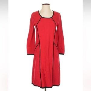 Spense Elegant Red Dress with Black Trim size small